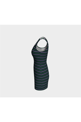 Green and Blue Striped Bodycon Dress - Objet D'Art