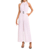 Halter Neck Buckle Belted Jumpsuit - Objet D'Art