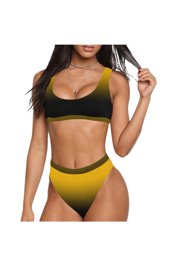 Fade Gold to Black Sport Top & High-Waist Bikini Swimsuit - Objet D'Art Online Retail Store