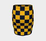 Blue & Gold Checkered Fitted Skirt - Objet D'Art