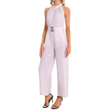 Halter Neck Buckle Belted Jumpsuit - Objet D'Art