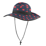 scattered hearts print 4 Wide Brim Bucket Hat - Objet D'Art