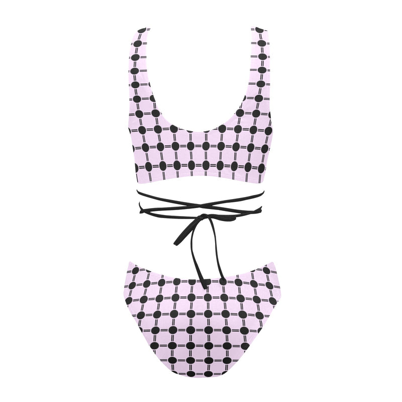 lav dot dash print Cross String Bikini Set (Model S29) - Objet D'Art