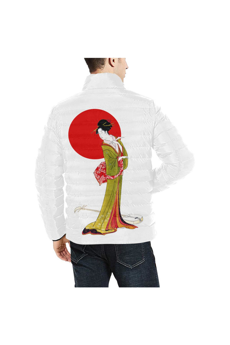 Japanese Woman with Red Sun Unisex Stand Collar Padded Jacket - Objet D'Art