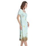 Puff Sleeve Split Thigh Midi Dress - Objet D'Art