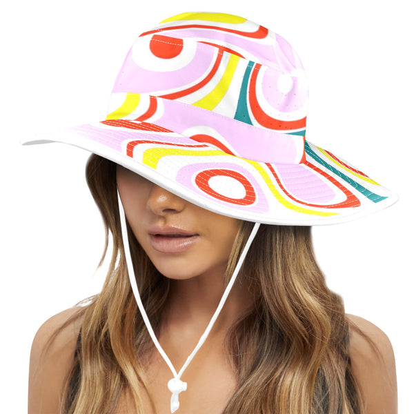 colored splat print 2 Wide Brim Bucket Hat - Objet D'Art