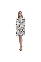 D20 SLEEVES FLORAL 2 Tethys Half-Sleeve Skater Dress(Model D20) - Objet D'Art