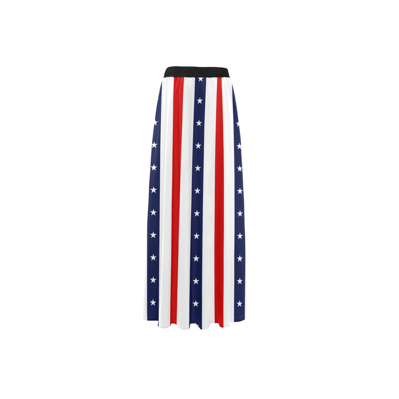 stars and stripes print 2 High Slit Long Beach Dress (Model S40) - Objet D'Art
