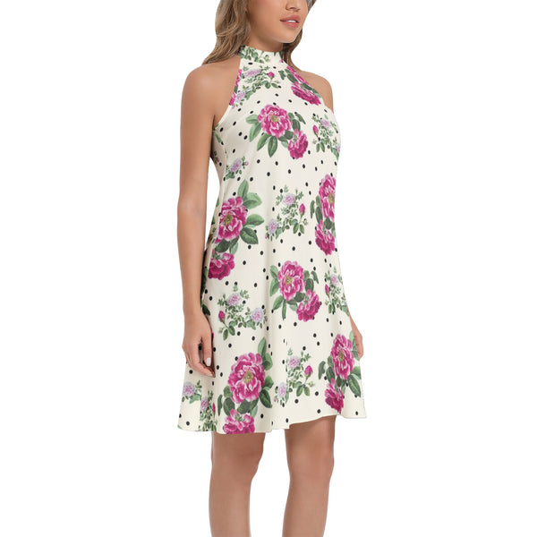 Tie Back Halter Neck Flared Dress - Objet D'Art