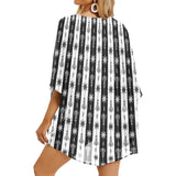 arrow bw print 5 Women's Kimono Chiffon Cover Up (Model H51) - Objet D'Art