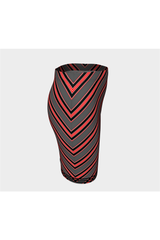 Red Striped Fitted Skirt - Objet D'Art