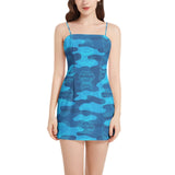 Roaring Times Sleeveless Square Neckline Spaghetti Strap Mini Dress - Objet D'Art
