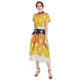 Candy Corn and Hard Heads Drawstring Waist A-line Flared Midi Dress - Objet D'Art