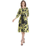Boat Neck Belted Flared Dress - Objet D'Art