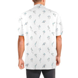 crane 4 hokusai print 2 Men's Stand-Up Collar Short Sleeve Shirt - Objet D'Art
