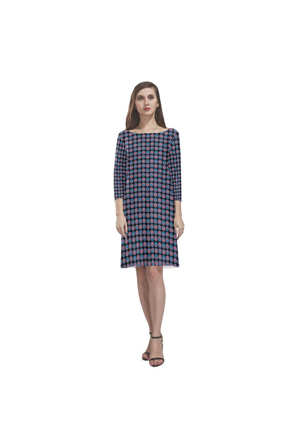 faded polka dots Rhea Loose Round Neck Dress(Model D22) - Objet D'Art