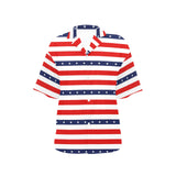 stars and stripes red white blue print 2 All Over Print Hawaiian Shirt for Women (Model T58) - Objet D'Art