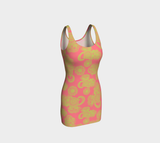 Dark Pink and Green Bodycon Dress - Objet D'Art