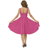Pink Peacock Sleeveless Square Neck Flare Hem Midi Dress - Objet D'Art