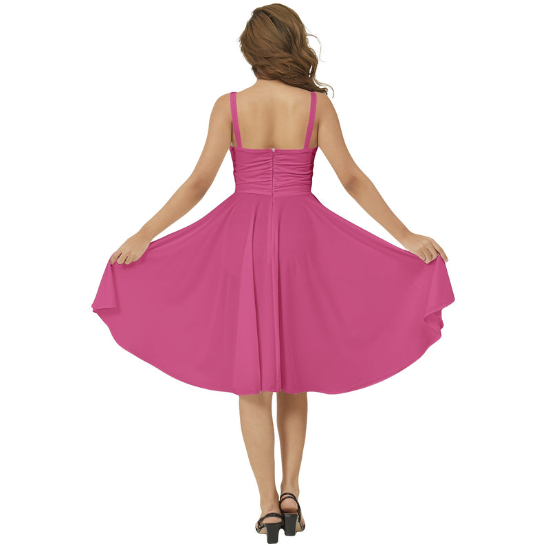Pink Peacock Sleeveless Square Neck Flare Hem Midi Dress - Objet D'Art