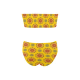 mandala gold print 3 Chest Wrap Bikini Swimsuit (Model S36) - Objet D'Art