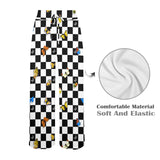 butterfly checker bw print Women's Wide Leg Lounge Pants (Model L77)