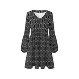 ogee outline print 2 V-Neck Loose Fit Dress (Model D62) - Objet D'Art