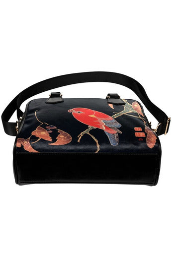 Red Parrot on the Branch  Shoulder Handbag - Objet D'Art
