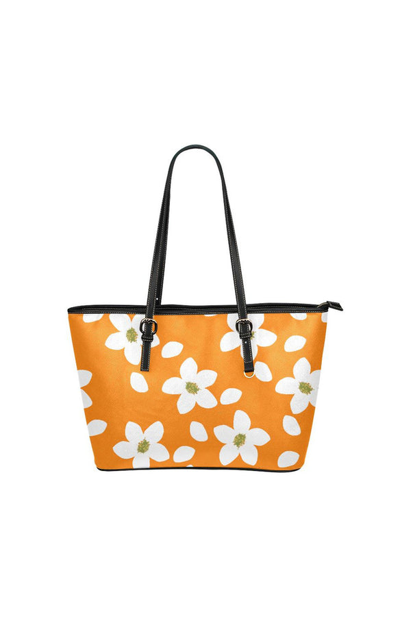 Flower White Turmeric Purse Leather Tote Bag/Small - Objet D'Art