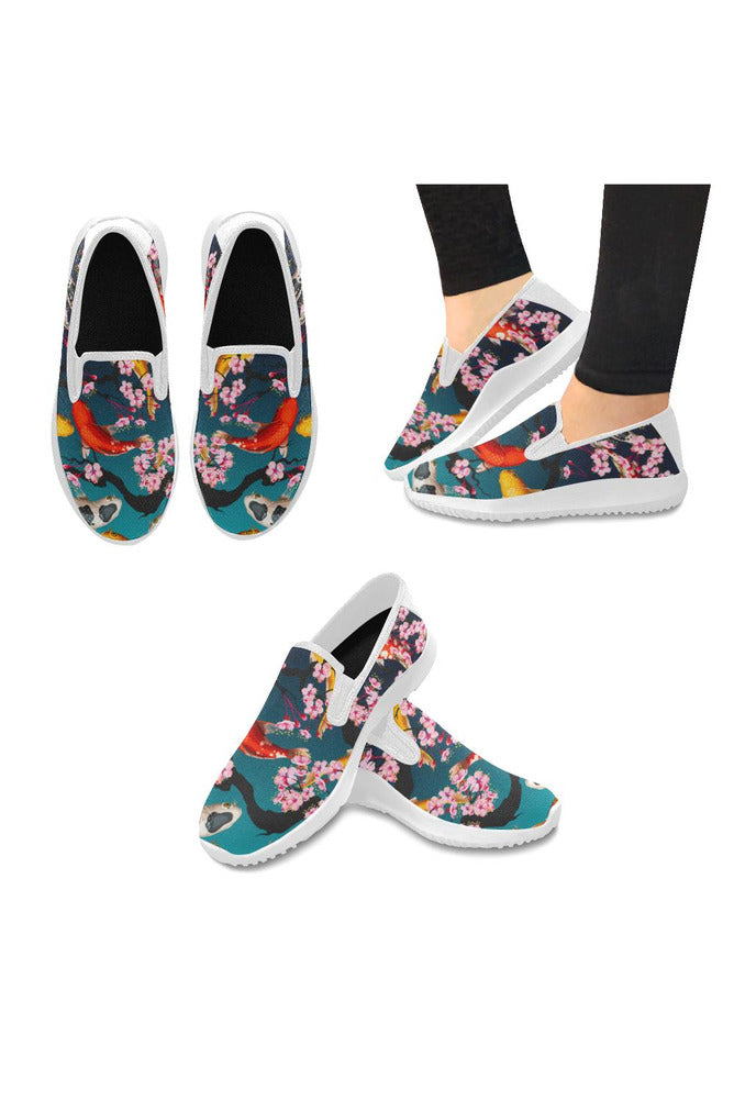 koi day Orion Slip-on Women's Canvas Sneakers (Model 042) - Objet D'Art