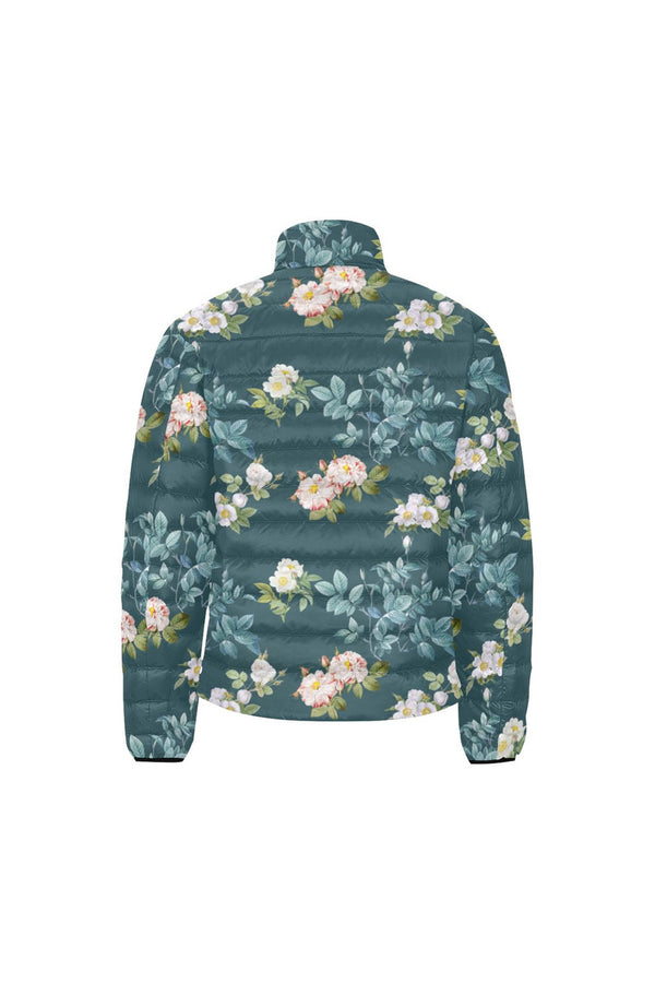 Floral Unisex Stand Collar Padded Jacket - Objet D'Art