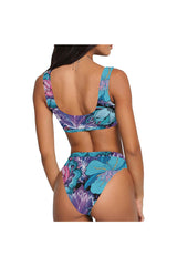 floral mad 6 Sport Top & High-Waisted Bikini Swimsuit (Model S07) - Objet D'Art