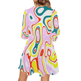 colored splat print 2 V-Neck Loose Fit Dress (Model D62) - Objet D'Art