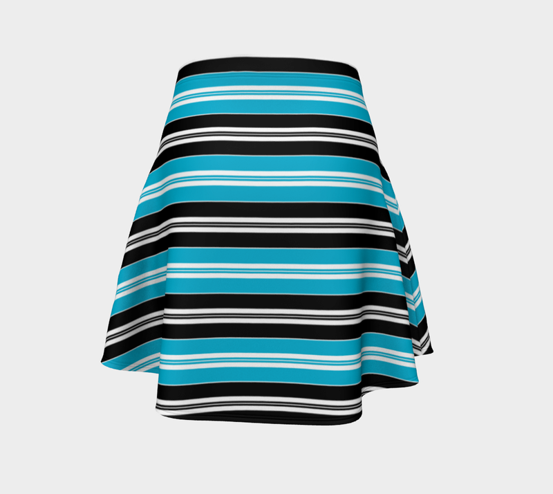 Striped Blue Flare Skirt - Objet D'Art