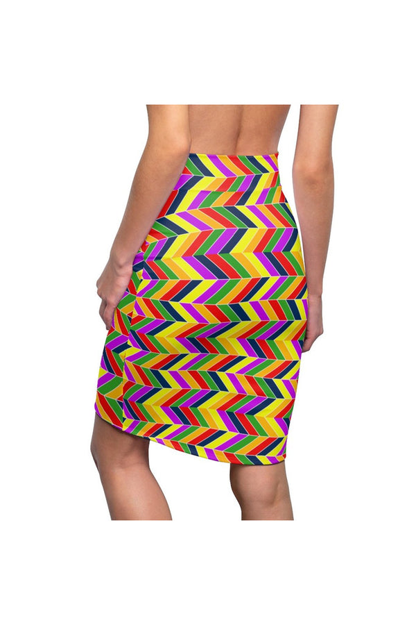 Rainbow Chevrons Women's Pencil Skirt - Objet D'Art