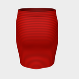 Red Wildflower & Stripes Fitted Skirt - Objet D'Art