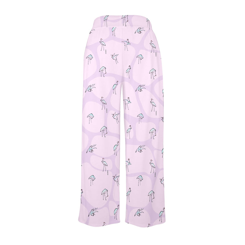 swan print yoga_leggings_template-Recovered-Recovered copy-Recovered Women's Wide Leg Lounge Pants (Model L77)