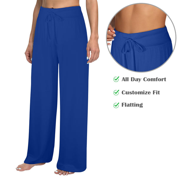 barbados blue Women's Wide Leg Lounge Pants (Model L77)