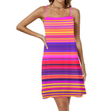 bright sunrise sunset colors print Drawstring Neck Sleeveless Dress (Model D68) - Objet D'Art