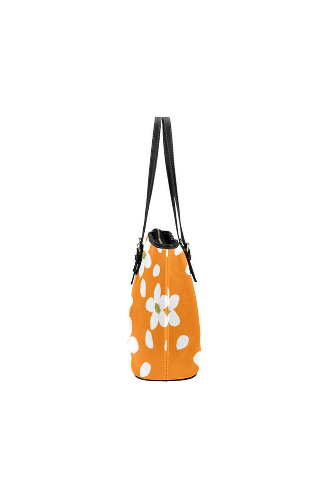 Flower White Turmeric Purse Leather Tote Bag/Small - Objet D'Art