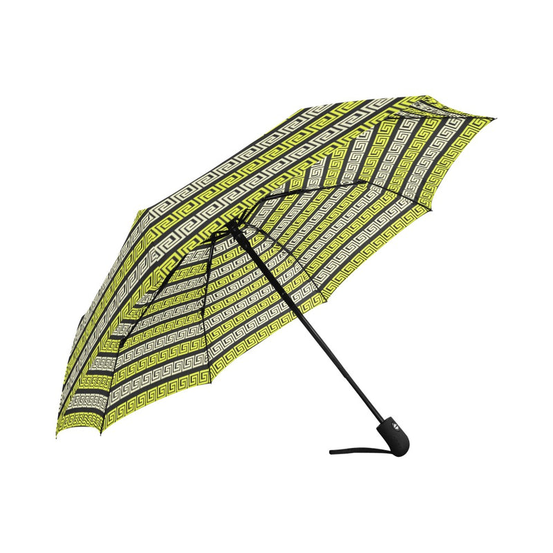 yellow greek key umbrella print Auto-Foldable Umbrella (Model U04) - Objet D'Art