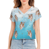 Batwing Sleeve V-Neck Top - Objet D'Art