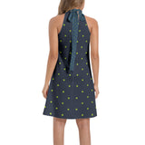 Girll With The Pearl Earring Tie Back Halter Neck Flared Dress - Objet D'Art