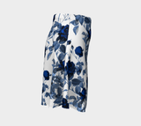 Blue Roses Print Flare Skirt - Objet D'Art