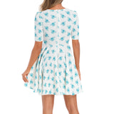 Short Sleeve Ruched Bust Flared Hem Dress - Objet D'Art