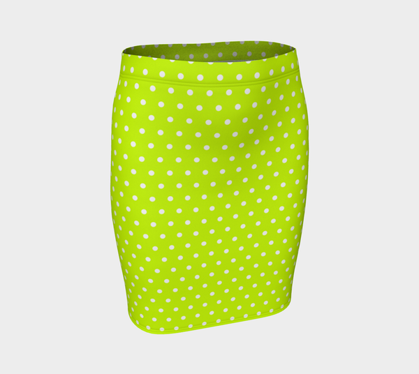 Neon Green Polka Dot Fitted Skirt - Objet D'Art