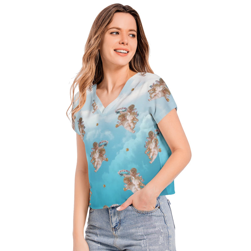 Batwing Sleeve V-Neck Top - Objet D'Art