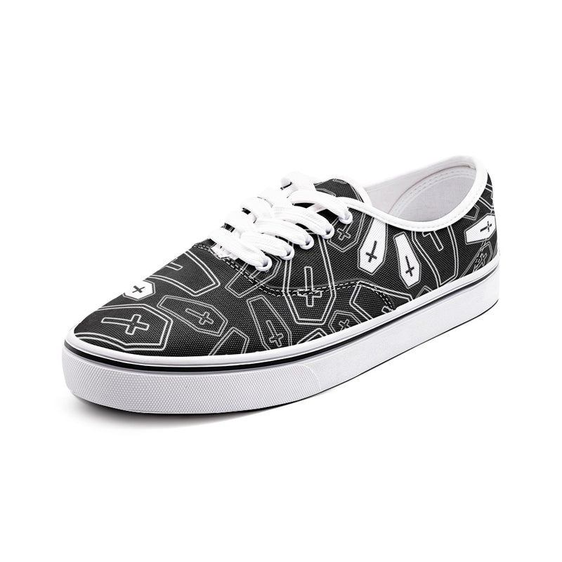 Coffin Print Unisex Canvas Shoes Fashion Low Cut Loafer Sneakers - Objet D'Art