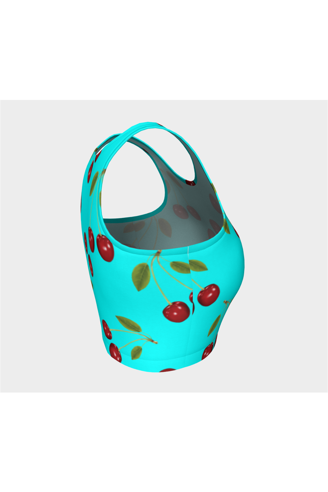Cherry Print Athletic Crop Top - Objet D'Art