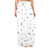 note white black print Women's Wide Leg Lounge Pants (Model L77)